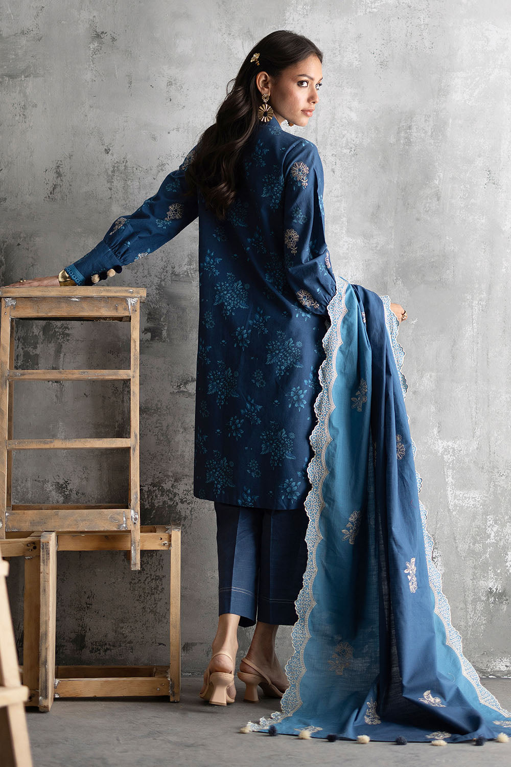 Gul Ahmed 3 Piece Embroidered Khaddar Suit with Printed Khaddar Dupatta Hover View