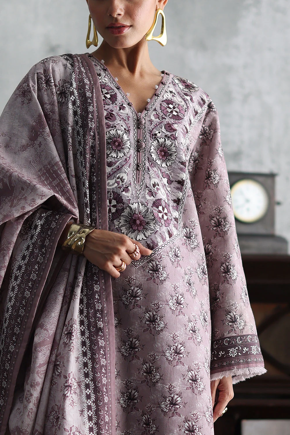 Gul Ahmed 3 Piece Printed Khaddar Suit with Printed Khaddar Dupatta Hover View