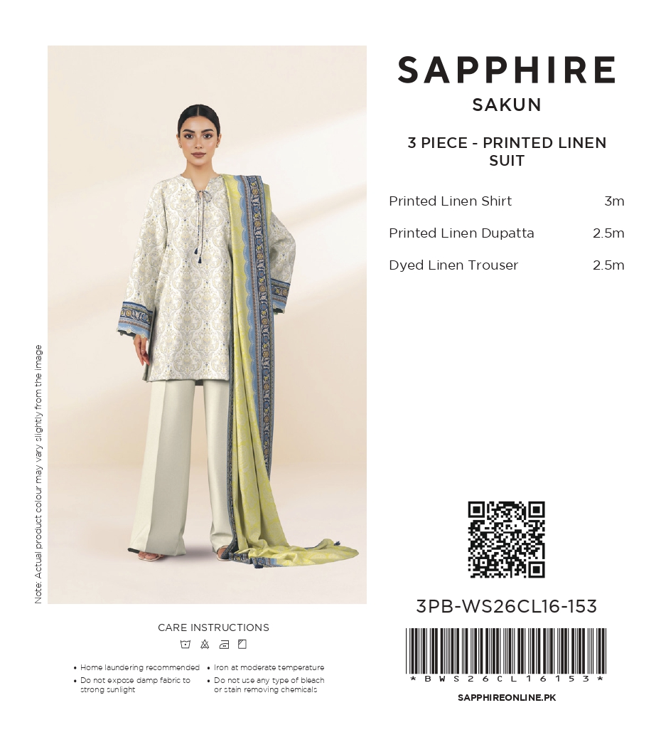 Sapphire 3 PIECE DIGITAL PRINTED LINEN SUIT - 3PB-WS26CL16-153 Hover View
