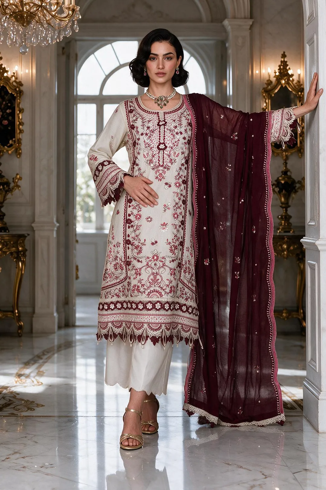 Zellbury Embroidered Shirt Shalwar Dupatta - 4223 Hover View