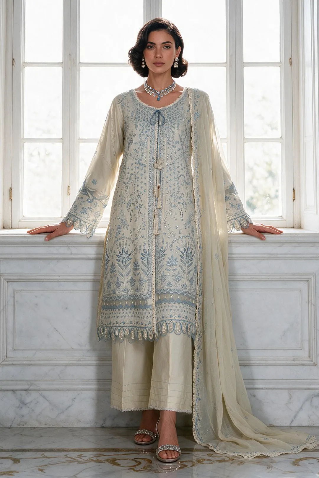 Zellbury Embroidered Shirt Shalwar Dupatta - 4220 Hover View