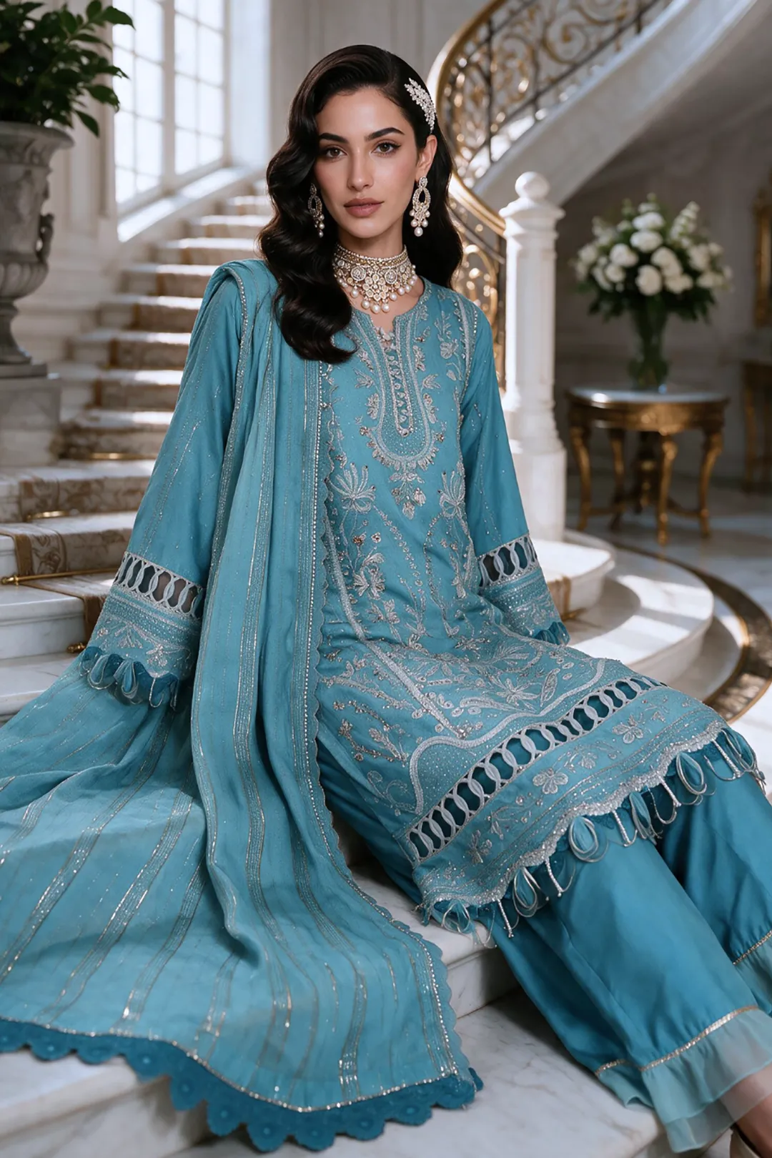 Zellbury Embroidered Shirt Shalwar Dupatta - 4222